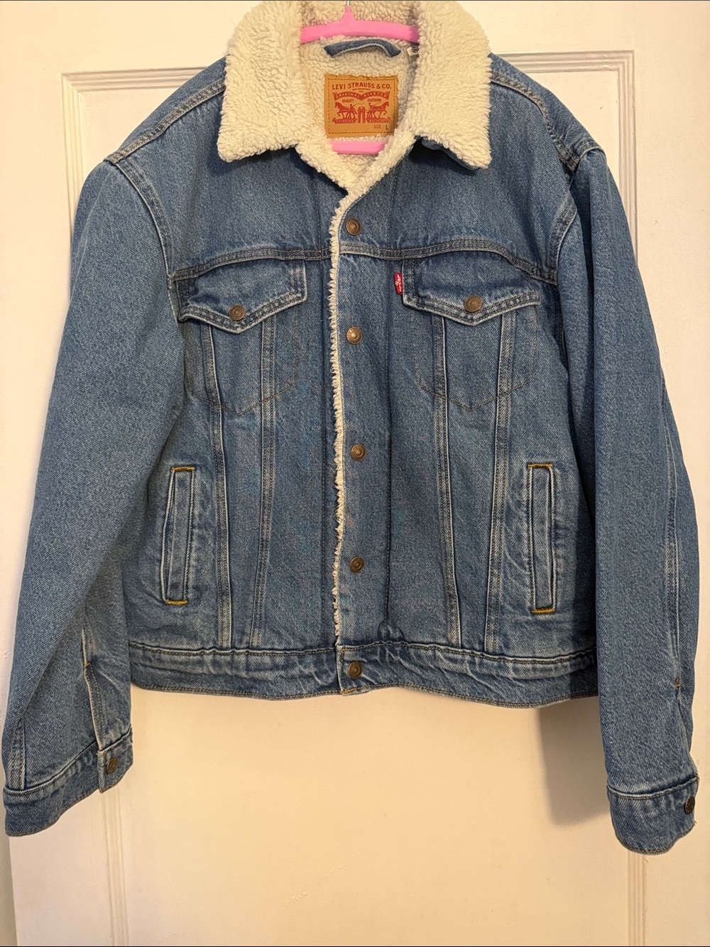 Levi's Blue Denim Jacket with Cream Sherpa Collar